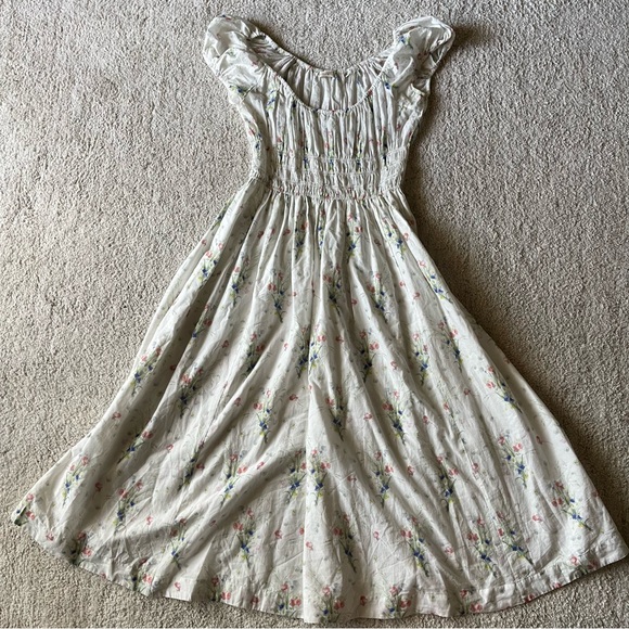 ✨NEW✨ DOEN Quinley Floral Organic Cotton Midi Dress in Painted Bouquet White L - Picture 3 of 14